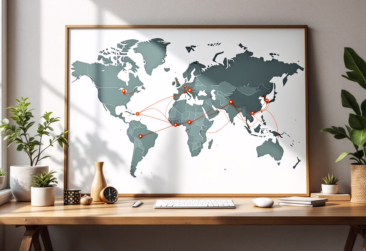 image of international delivery map